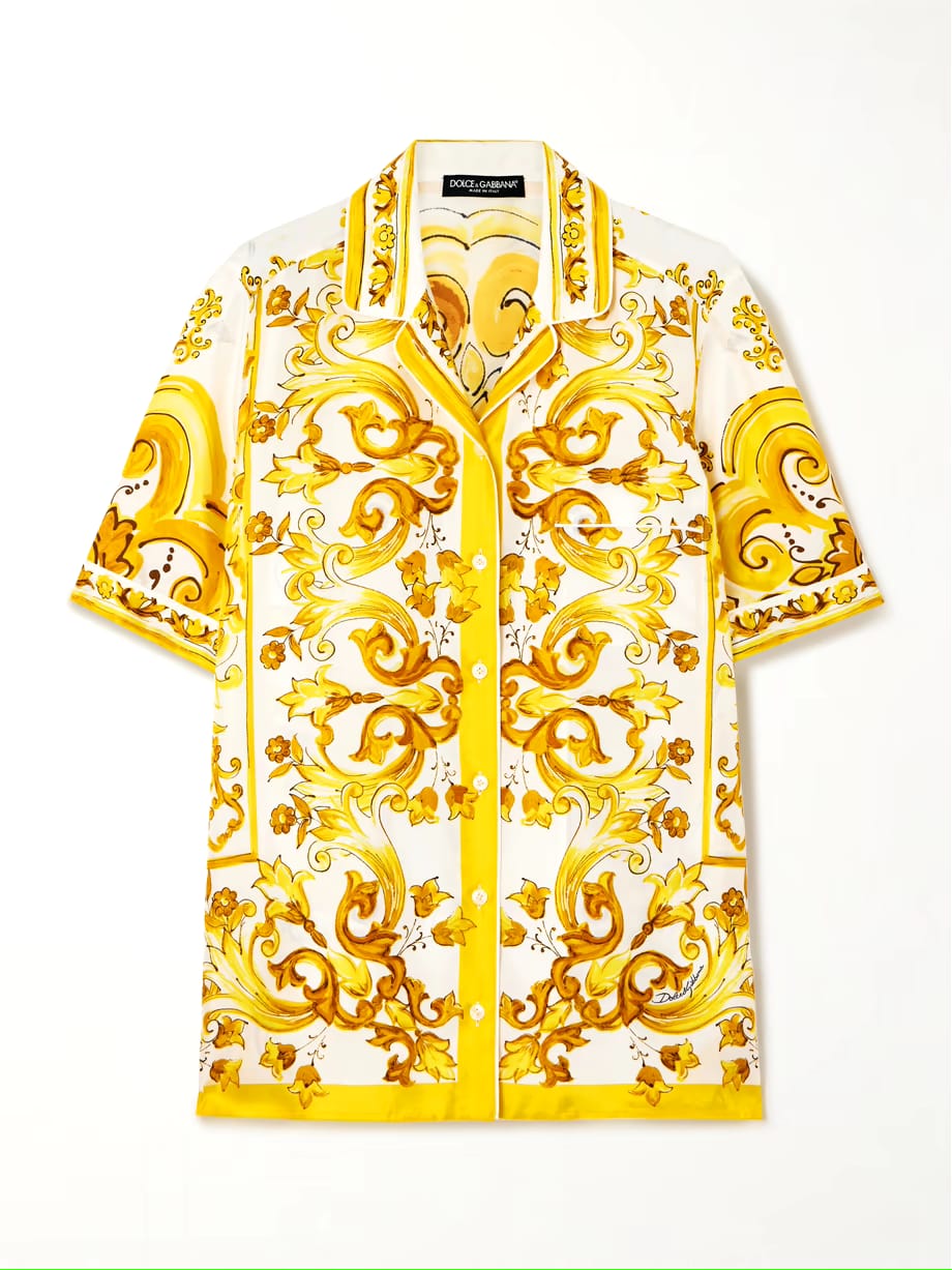 Yellow Floral Satin Shirt
