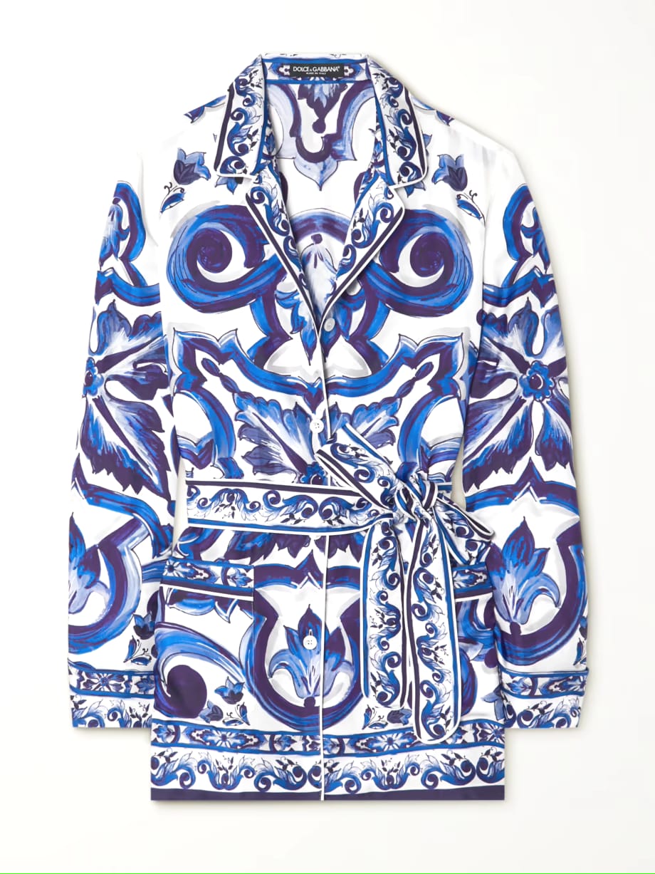 blue printed satin shirt, satin shirt for women, blue baroque print shirt, white and blue shirt, women’s designer shirt, printed formal shirt, button-down shirt for women, belted shirt for women, statement shirt, elegant office wear, smart casual shirt, premium satin shirt, stylish western wear, party wear shirt, PoshBella fashion