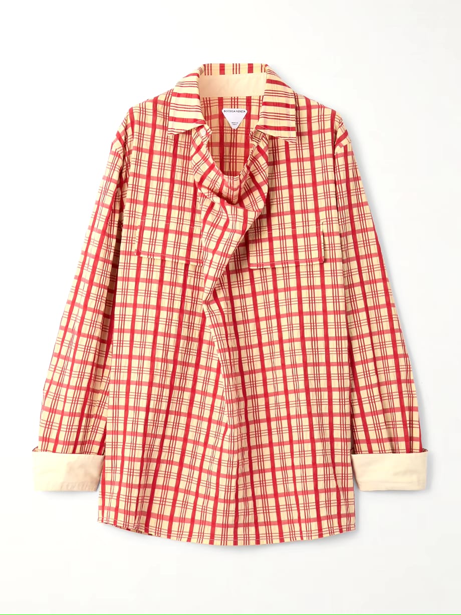 red beige plaid shirt for women, red checkered shirt, women’s rayon shirt, plaid shirt for women, checkered formal shirt, collared shirt for women, women’s office wear shirt, smart casual shirt, full sleeve shirt for women, stylish women’s shirt, casual western wear, PoshBella women’s fashion