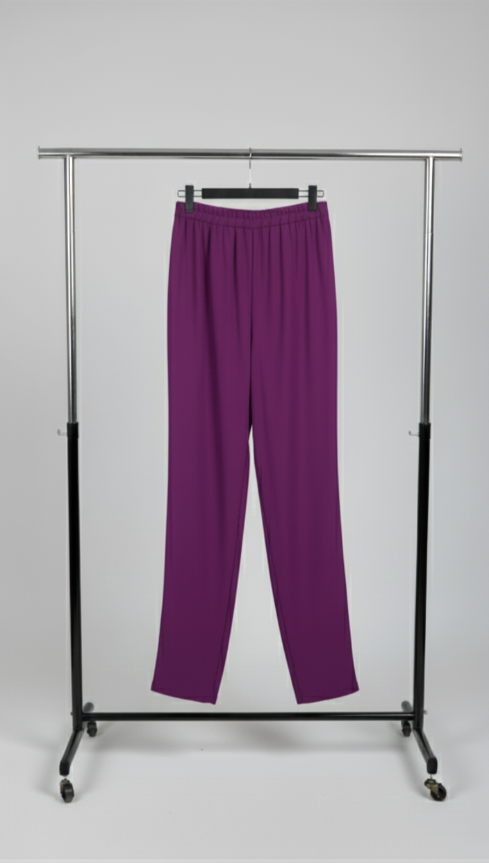 Stylish casual co-ord set for women in purple with white printed overlay