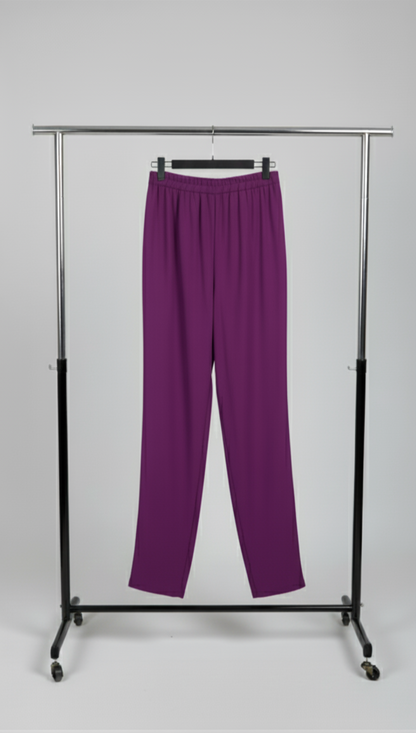 Stylish casual co-ord set for women in purple with white printed overlay