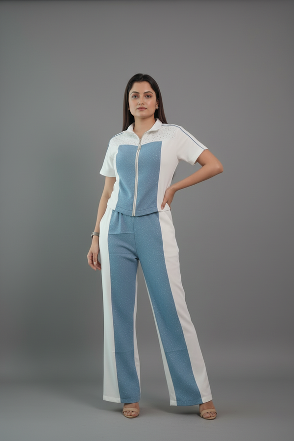 Denim Coord Set With Zip